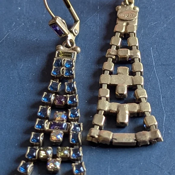 Sorrelli Gold Earrings with Purple and Blue Accents - Picture 2 of 3